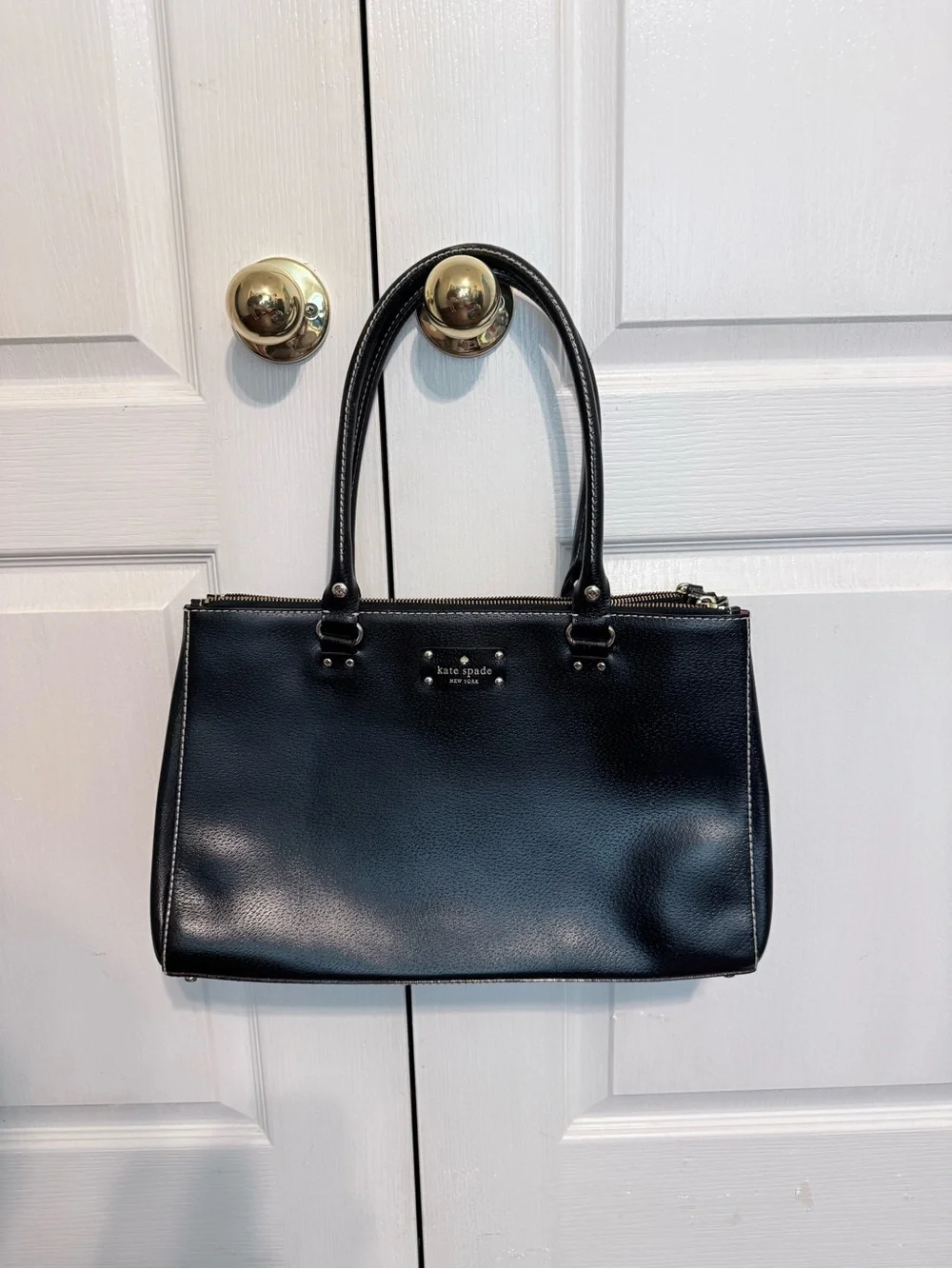 kate spade Black Leather Double-Handle Satchel